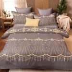 Royal Baroque Elegance Bedding Set – Dark Mauve with Gold Accents 4 in 1