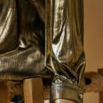 Women's Metallic Gold Long-Sleeve Shirt and Wide-Leg Pants Set