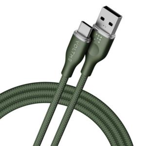 كابل فولت مي باورلينك رج – USB-A إلى Type-C، شحن سريع 60 واط، 1 متر، نايلون مضفر مزدوج، أخضر