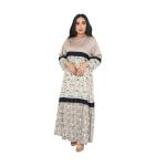 Layered Floral Abaya with Contrast Satin Yoke
