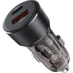 ايس فاست شاحن سيارة B12 ثنائي المنفذ (USB-A+USB-C) بقوة 60 وات، أسود
