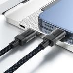 كابل شحن ونقل بيانات AceFast C12-03 USB-C إلى USB-C – تصميم شفاف وهيكل من الستانلس ستيل