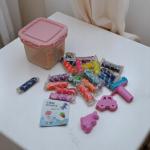 Creative World 24-Piece Play Dough Set in Pink Lock-Top Storage Box with Fun Animal and Vehicle Molds