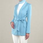 Ladies Elegant Belted Long Sleeve Open Front Jacket