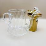 Crystal Knob Glass Teapot with Gold Stainless Steel Infuser