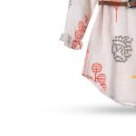 Women's Button-Down Tunic Dress with Belt – Floral Print Long Sleeve