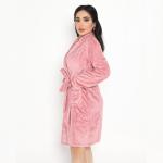 Women's Ultra-Soft Fleece Bathrobe – Textured Plush Robe with Belt & Pockets