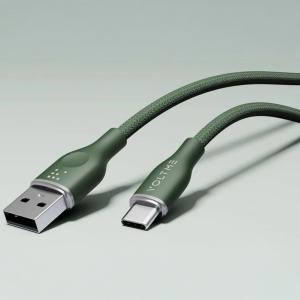 كابل فولتمي باورلينك راج – من USB-A إلى Lightning، شحن سريع 3 أمبير، مقبس من سبائك الزنك متين - أخضر