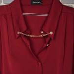 Women's Elegant Burgundy Chain Detail Shirt
