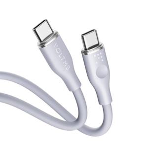 كابل فولت مي باورلينك موس – USB-C إلى USB-C، شحن سريع 60 واط، 1 متر، سيليكون ناعم، رمادي