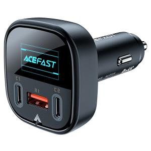 ايس فاست  شاحن سيارة B5 101 واط سريع (2x USB-C + 1x USB-A) بشاشة OLED ذكية - هيكل معدني