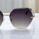 Women's Luxury Rimless Geometric Gradient Sunglasses