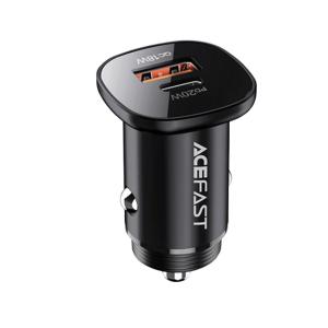 شاحن سيارة معدني AceFast B1 Mini بقوة 38 واط USB-C + USB-A ثنائي المنافذ