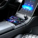 شاحن سيارة AceFast B13 بقوة 53 واط، 2 في 1 منفذين USB-C مع كابل قابل للسحب – أسود