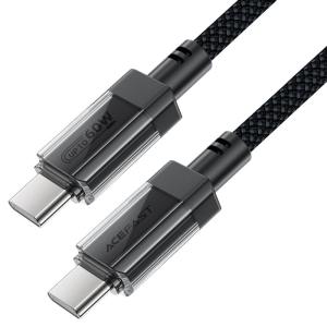 كابل شحن ونقل بيانات AceFast C12-03 USB-C إلى USB-C – تصميم شفاف وهيكل من الستانلس ستيل
