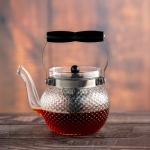 Glass Teapot with Stainless Steel Infuser - Textured Bubble Design  Medium