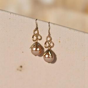 Elegant Floral Pearl Drop Earrings