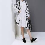 Women's Geometric Style Mid Length Ruffled Dress