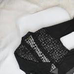 Women's Black Sheer Lace Peplum Top  with Bell Sleeves