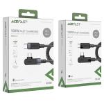 كابل شحن AceFast C5-03 USB-C إلى USB-C بزاوية قائمة – قدرة 100 واط، غلاف من الألومنيوم