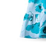 Women's’ Short Sleeve Tiered Dress – Blue Floral on White