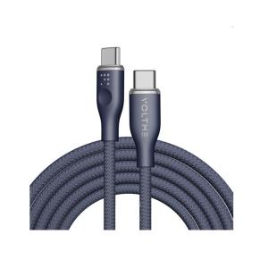 كابل فولت مي باورلينك رج – USB-C إلى USB-C، شحن سريع 60 واط، 3 أمبير، 1.8 متر، نايلون مضفر مزدوج، أزرق