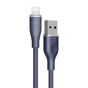 كابل فولت مي باورلينك رَج - مضفر مزدوج نايلون، USB-A إلى Lightning، بقوة 3 أمبير / 1.2 متر، موصل من الزنك - أزرق