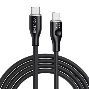 كابل فولت مي باورلينك رج – USB-C إلى USB-C، شحن سريع 60 واط، 3 أمبير، 1 متر، مضفر بنسيج نايلون مزدوج، أسود