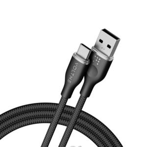 كابل شحن فولت مي باورلينك رج – USB-A إلى Type-C، شحن سريع 60 واط، 1 متر، مضفر بنسيج نايلون مزدوج، أسود