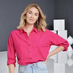 Women's Long Sleeve Oversized Button-Down Shirt