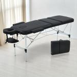 Folding Massage Table - 2-Zone Metal Portable Table for Physiotherapy - Black