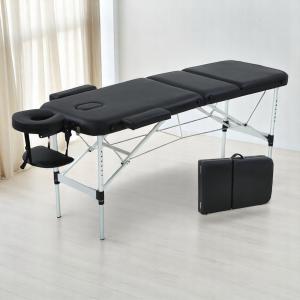 Folding Massage Table - 2-Zone Metal Portable Table for Physiotherapy - Black