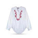 Women's  Petal Embroidered Popover Shirt with High-Low Hem