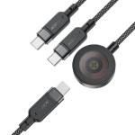 ايس فاست كابل شحن C6-11 ثلاثي الوظائف USB-C بقوة 100 واط سريع عملي وخالي من التشابك