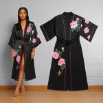 VIP Women Floral Satin Kimono Robe