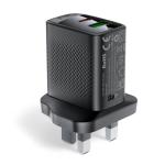 شاحن A99 PD30W GaN فائق السرعة - مزدوج المنافذ (USB-C + USB-A) قابس بريطاني (UK)