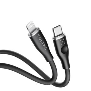 كابل فولت مي باورلينك موس سيليكون السائل – USB A إلى Lightning – 3A / 1.2M – موصل من سبائك الزنك – أسود