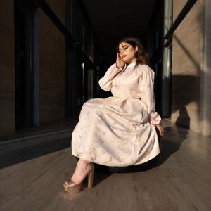 Women's Butterfly Satin Top and Skirt Set