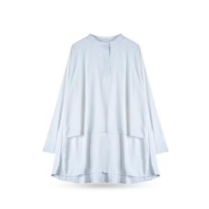 Women's Layered High-Low Tunic with Band Collar