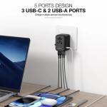 محول السفر العالمي من أمايزنغ ثينغ PD35W – بمنفذين USB-A و3 منافذ USB-C