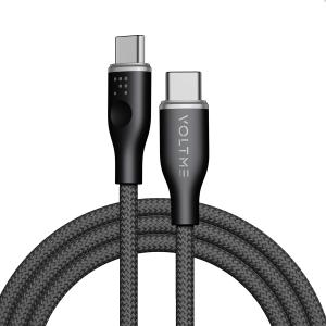 كابل فولت مي باورلينك رج – USB-C إلى USB-C، شحن سريع 60 واط، 3 أمبير، 1.8 متر، نايلون مضفر مزدوج، أسود