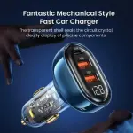 Brave 3 Ports Transparent Digital Display Fast Car Charger PD&Q3.0  80W B-22