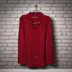 Women's Elegant Burgundy Chain Detail Shirt