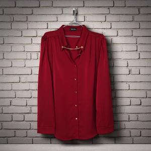 Women's Elegant Burgundy Chain Detail Shirt