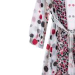 Women's Sheer Polka Dot Belted Wrap Coat with Long Sleeve